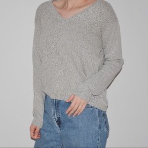 Brandy Melville grey long sleeve v neck sweater